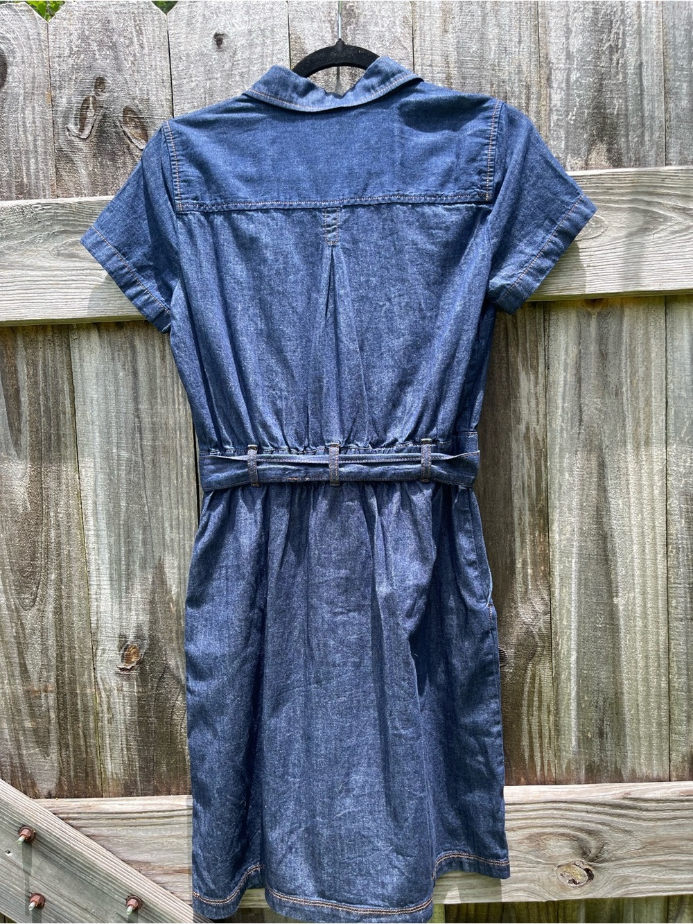 J. Crew Dark Blue Denim Button-Front Dress with Contrast Stitching NWT - Picture 9 of 11